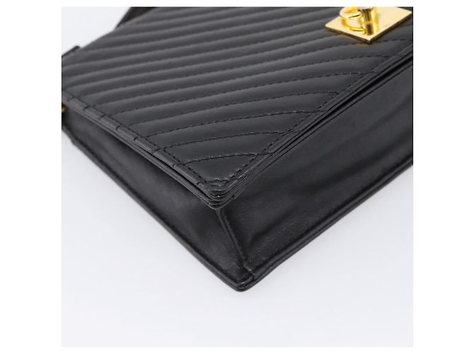Céline Sac à main CELINE en cuir 2way Noir Doré Auth mr3033V - vue 15