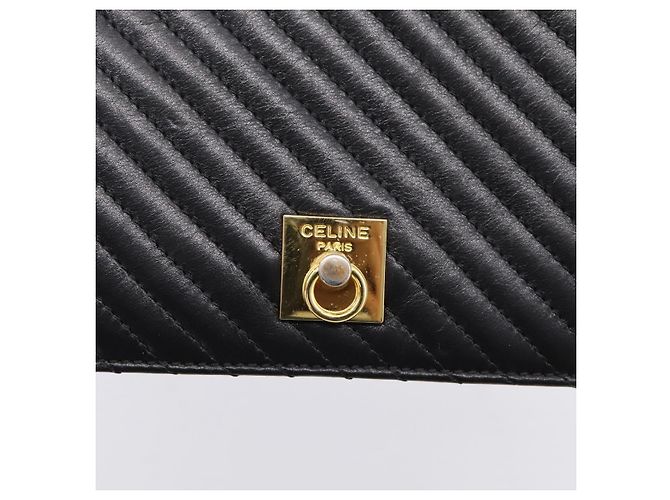 Céline Sac à main CELINE en cuir 2way Noir Doré Auth mr3033V - vue 18