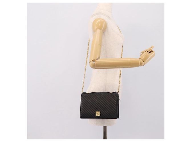 Céline Sac à main CELINE en cuir 2way Noir Doré Auth mr3033V - vue 25