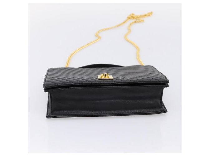 Céline Sac à main CELINE en cuir 2way Noir Doré Auth mr3033V - vue 5