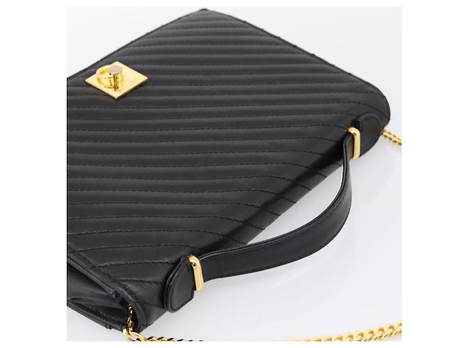 Céline Sac à main CELINE en cuir 2way Noir Doré Auth mr3033V - vue 6