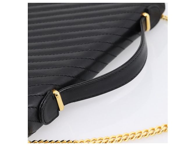 Céline Sac à main CELINE en cuir 2way Noir Doré Auth mr3033V - vue 7