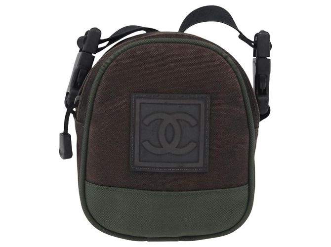 Borsa a Tracolla CHANEL Sports Line Canvas Khaki CC Auth 205131A Cachi - vista 13
