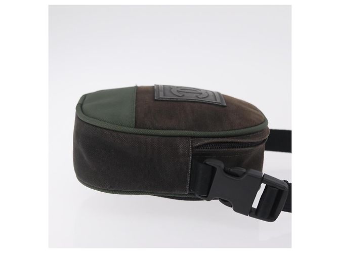 Borsa a Tracolla CHANEL Sports Line Canvas Khaki CC Auth 205131A Cachi - vista 3