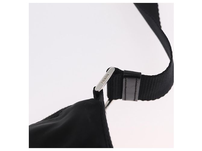 Sac à épaule PRADA Nylon Black Silver Auth mr3036A Noir Argenté - vue 16