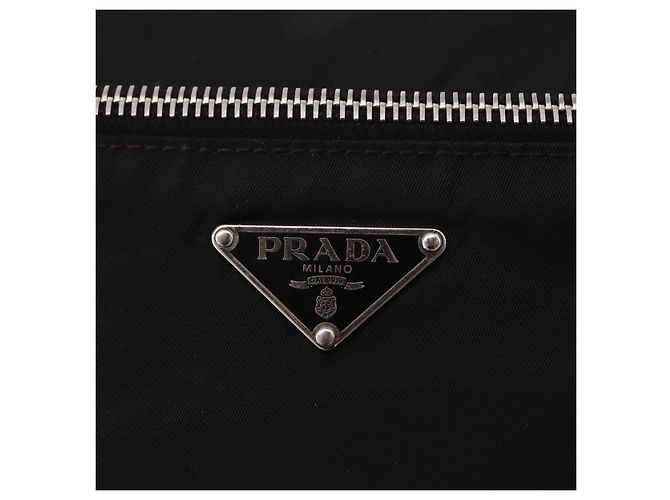 Sac à épaule PRADA Nylon Black Silver Auth mr3036A Noir Argenté - vue 21