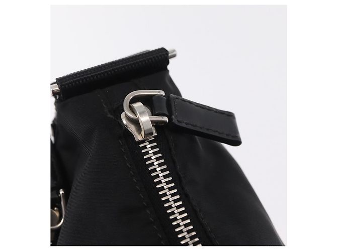 Sac à épaule PRADA Nylon Black Silver Auth mr3036A Noir Argenté - vue 23