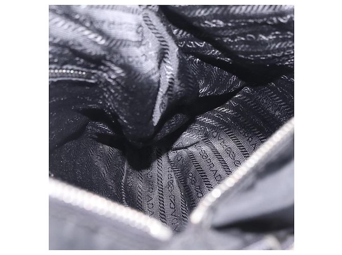 Sac à épaule PRADA Nylon Black Silver Auth mr3036A Noir Argenté - vue 25