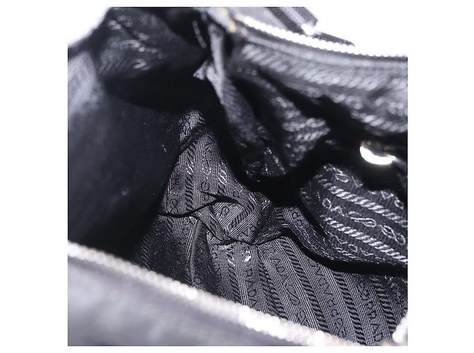 Sac à épaule PRADA Nylon Black Silver Auth mr3036A Noir Argenté - vue 26