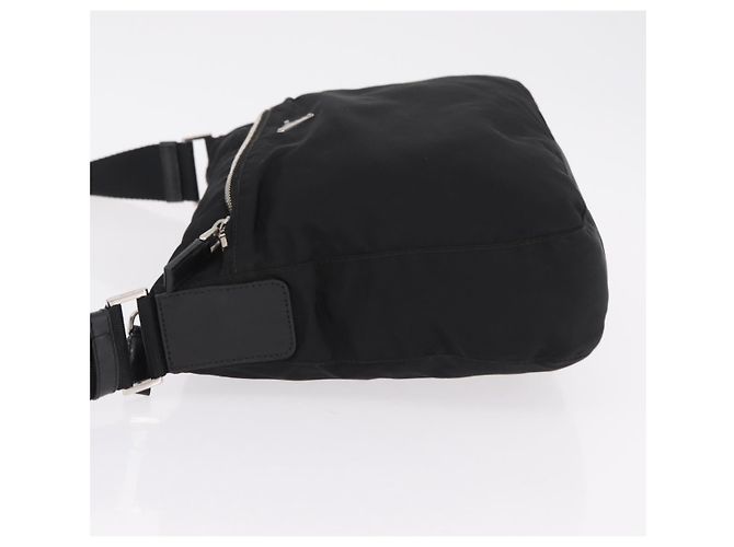 Sac à épaule PRADA Nylon Black Silver Auth mr3036A Noir Argenté - vue 4
