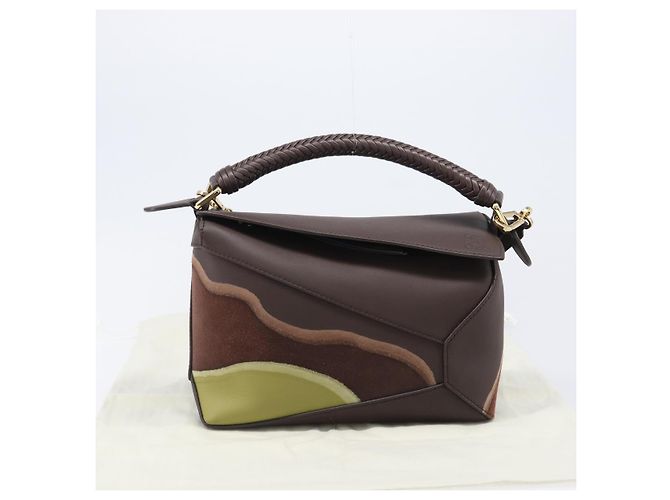 Bolso LOEWE Puzzle Small de piel 2 vías Marrón Oro Auth 200778SAM Castaño Dorado - vista 12