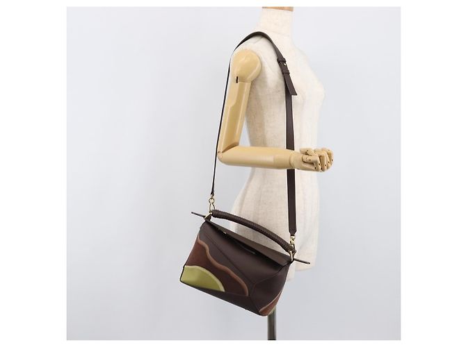 Bolso LOEWE Puzzle Small de piel 2 vías Marrón Oro Auth 200778SAM Castaño Dorado - vista 30