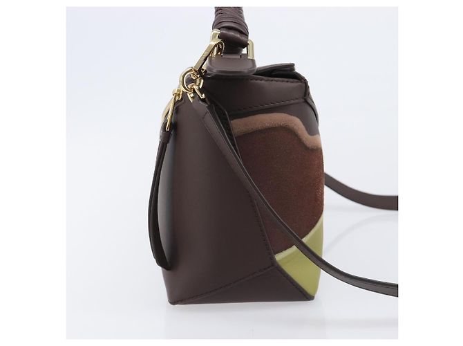 Bolso LOEWE Puzzle Small de piel 2 vías Marrón Oro Auth 200778SAM Castaño Dorado - vista 4