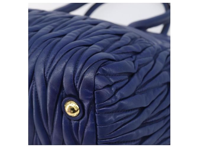 Borsa a mano Miu Miu Matelassé in pelle 2way Blu Tono Oro Auth BA15493V - vista 10