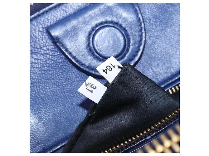 Borsa a mano Miu Miu Matelassé in pelle 2way Blu Tono Oro Auth BA15493V - vista 12