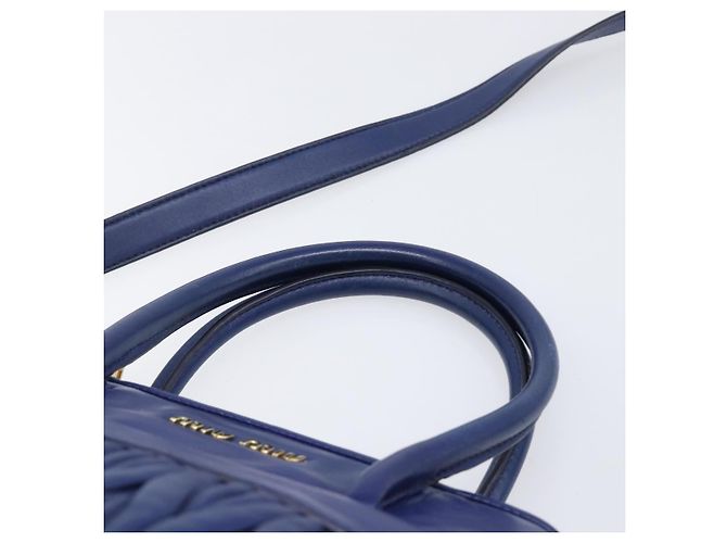 Borsa a mano Miu Miu Matelassé in pelle 2way Blu Tono Oro Auth BA15493V - vista 14