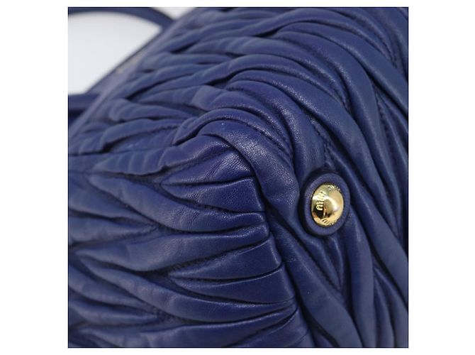 Borsa a mano Miu Miu Matelassé in pelle 2way Blu Tono Oro Auth BA15493V - vista 17