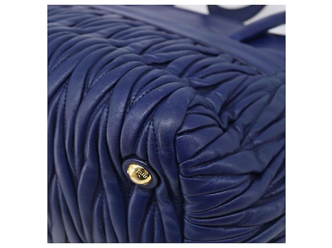 Borsa a mano Miu Miu Matelassé in pelle 2way Blu Tono Oro Auth BA15493V - vista 18