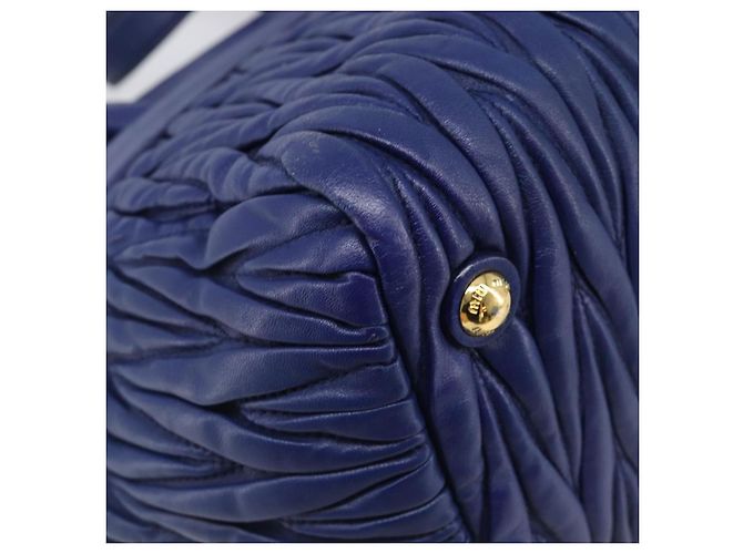 Borsa a mano Miu Miu Matelassé in pelle 2way Blu Tono Oro Auth BA15493V - vista 19