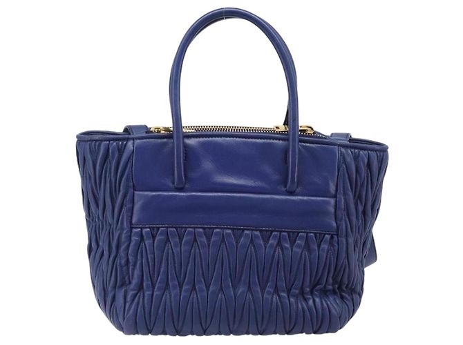 Borsa a mano Miu Miu Matelassé in pelle 2way Blu Tono Oro Auth BA15493V - vista 2