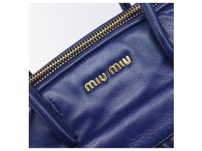 Borsa a mano Miu Miu Matelassé in pelle 2way Blu Tono Oro Auth BA15493V - vista 20