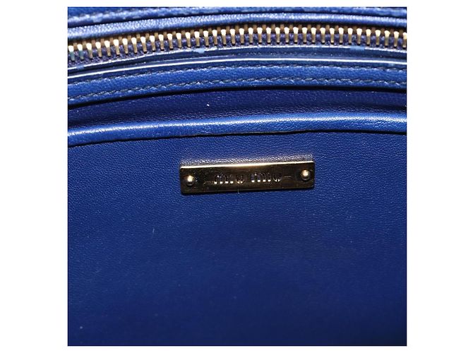 Borsa a mano Miu Miu Matelassé in pelle 2way Blu Tono Oro Auth BA15493V - vista 21