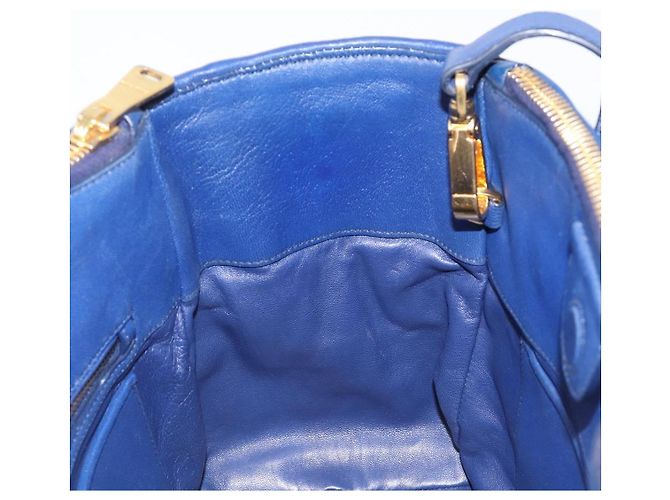 Borsa a mano Miu Miu Matelassé in pelle 2way Blu Tono Oro Auth BA15493V - vista 22
