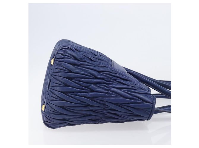 Borsa a mano Miu Miu Matelassé in pelle 2way Blu Tono Oro Auth BA15493V - vista 3