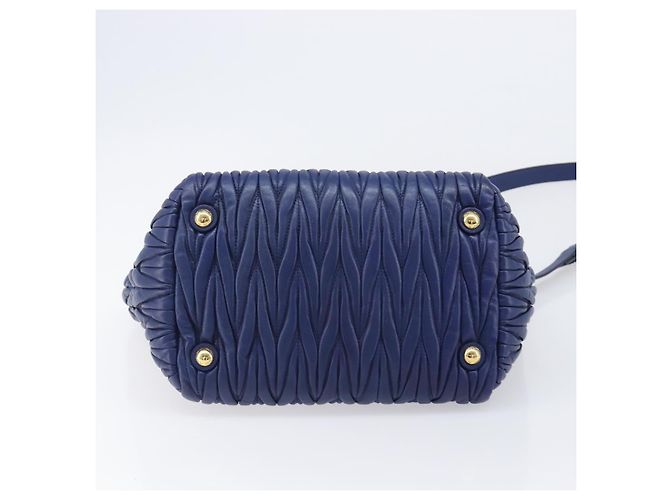 Borsa a mano Miu Miu Matelassé in pelle 2way Blu Tono Oro Auth BA15493V - vista 5
