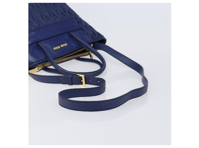 Borsa a mano Miu Miu Matelassé in pelle 2way Blu Tono Oro Auth BA15493V - vista 8