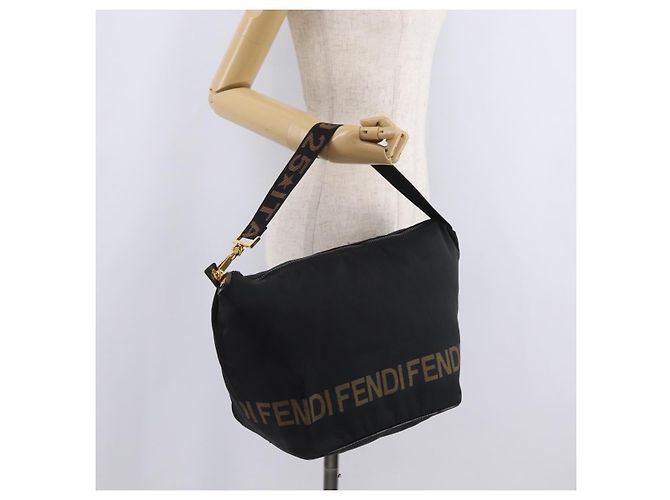 Borsa a tracolla FENDI Canvas Black Gold Tone Auth mr3048A Nero - vista 23