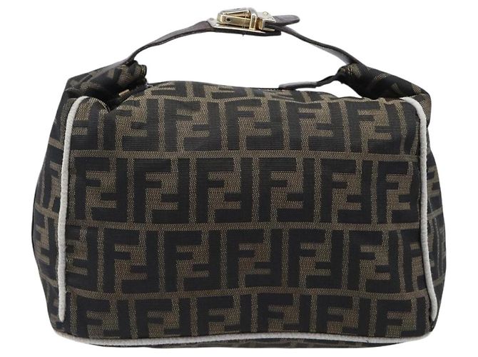 FENDI Zucca Canvas Vanity Handtasche Schwarz Braun Auth 206079 - Ansicht 13