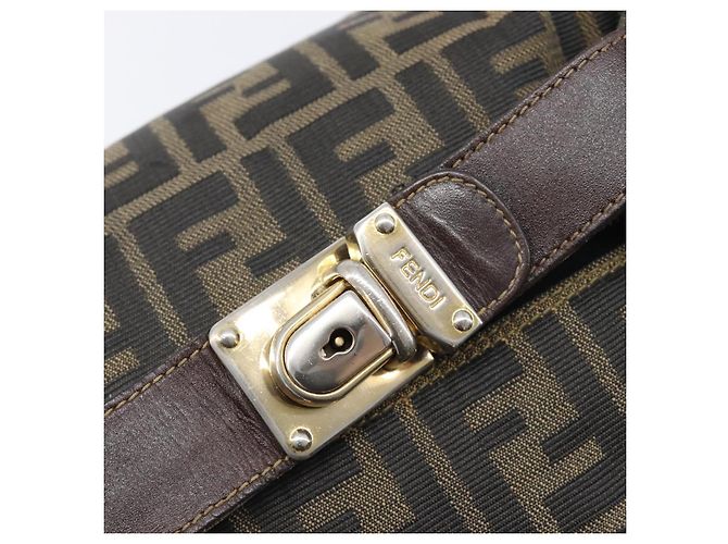 FENDI Zucca Canvas Vanity Handtasche Schwarz Braun Auth 206079 - Ansicht 19
