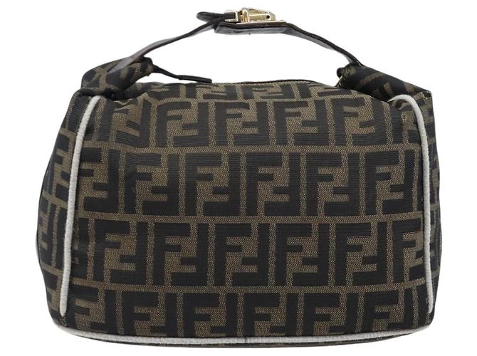FENDI Zucca Canvas Vanity Handtasche Schwarz Braun Auth 206079 - Ansicht 2