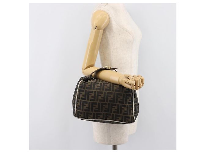 FENDI Zucca Canvas Vanity Handtasche Schwarz Braun Auth 206079 - Ansicht 26