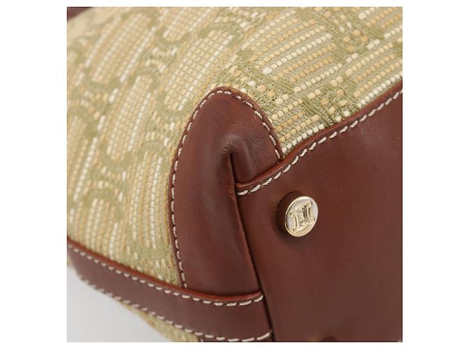 Céline Saco Tote CELINE Macadam Canvas Bege Gold Auth 206043V Dourado - vista 14