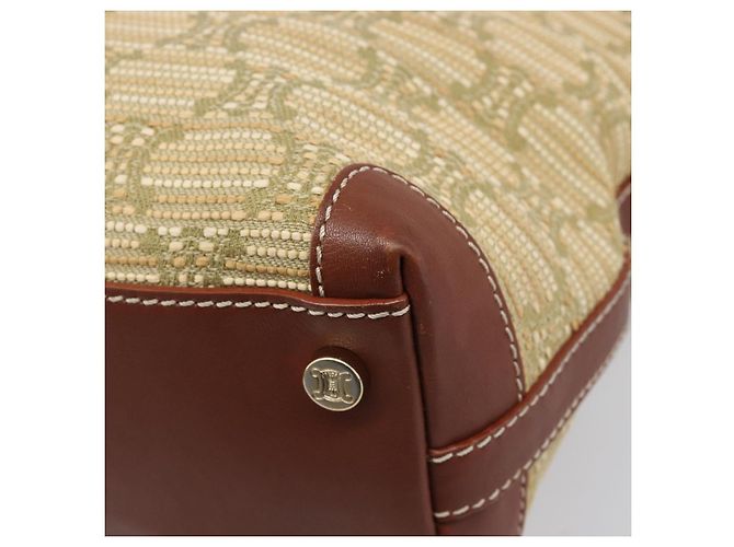 Céline Saco Tote CELINE Macadam Canvas Bege Gold Auth 206043V Dourado - vista 15