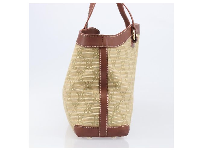 Céline Saco Tote CELINE Macadam Canvas Bege Gold Auth 206043V Dourado - vista 4