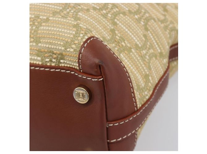 Céline Saco Tote CELINE Macadam Canvas Bege Gold Auth 206043V Dourado - vista 9