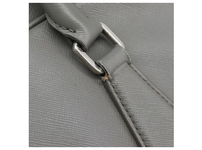 Borsa da lavoro PRADA pelle Saffiano Grigio Argento Auth bs37335A Marrone - vista 10
