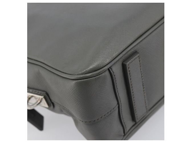 Borsa da lavoro PRADA pelle Saffiano Grigio Argento Auth bs37335A Marrone - vista 14