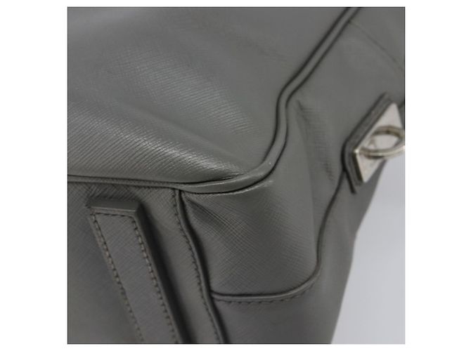 Borsa da lavoro PRADA pelle Saffiano Grigio Argento Auth bs37335A Marrone - vista 15