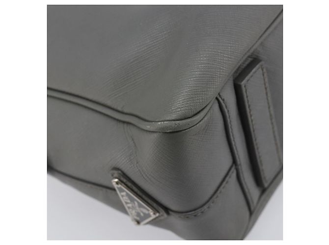 Borsa da lavoro PRADA pelle Saffiano Grigio Argento Auth bs37335A Marrone - vista 16
