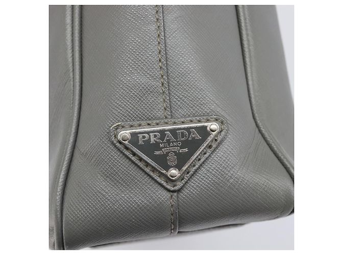 Borsa da lavoro PRADA pelle Saffiano Grigio Argento Auth bs37335A Marrone - vista 17