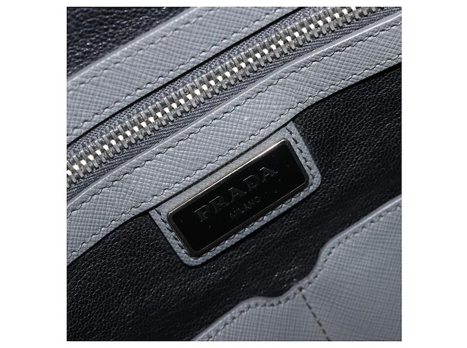 Borsa da lavoro PRADA pelle Saffiano Grigio Argento Auth bs37335A Marrone - vista 20