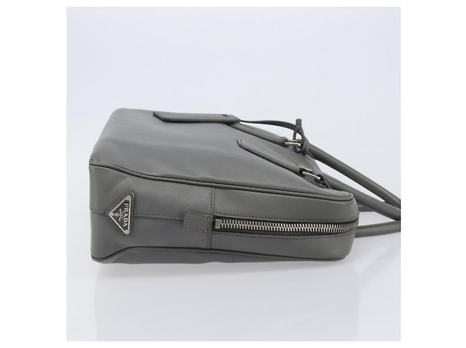 Borsa da lavoro PRADA pelle Saffiano Grigio Argento Auth bs37335A Marrone - vista 3