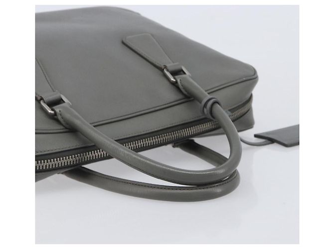 Borsa da lavoro PRADA pelle Saffiano Grigio Argento Auth bs37335A Marrone - vista 7