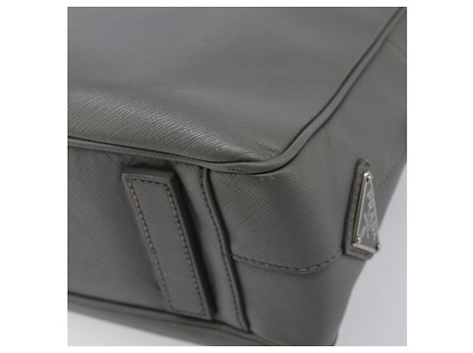 Borsa da lavoro PRADA pelle Saffiano Grigio Argento Auth bs37335A Marrone - vista 9