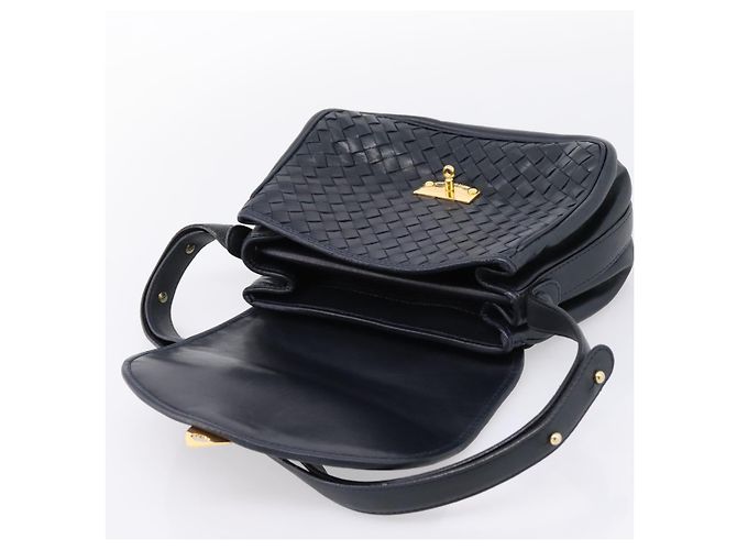 Borsa a tracolla Bottega Veneta INTRECCIATO in pelle nera e oro Auth mr2936 Nero - vista 10