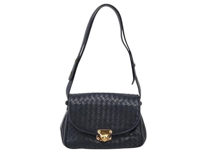 Borsa a tracolla Bottega Veneta INTRECCIATO in pelle nera e oro Auth mr2936 Nero - vista 13